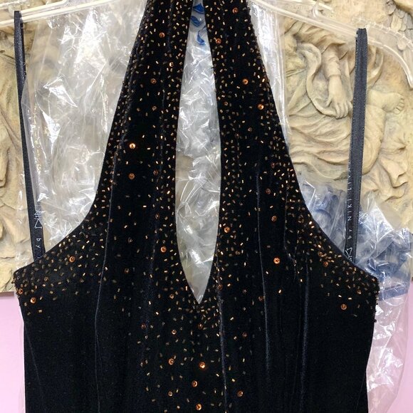 Vintage Niki Livas halter dress, size 4, beaded backless formal prom cocktail - Picture 4 of 9